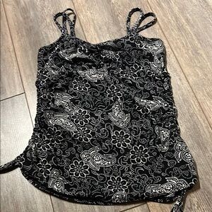 Black Ruched Sleeveless Camisole